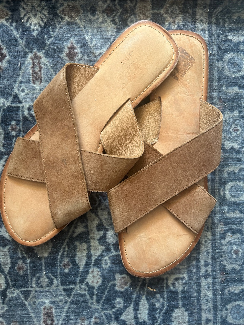 Ariat Women's Tan Suede Cross-Strap Slide Sandals